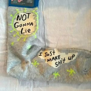 Men's shoe size 7-12 Crew Socks - Blue Q fun saying